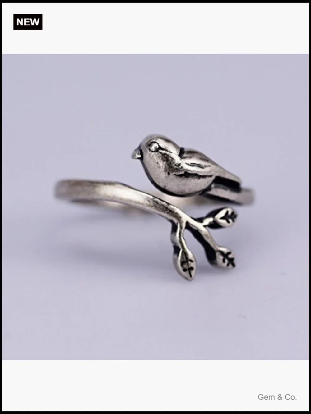 Sterling Silver Bird Ring Adjustable Handmade Nature Jewelry Women Artisan Ring